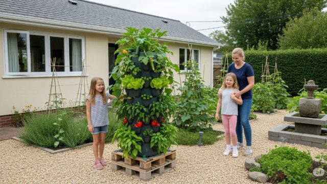 家庭でのタワー型プランターを使った野菜作り