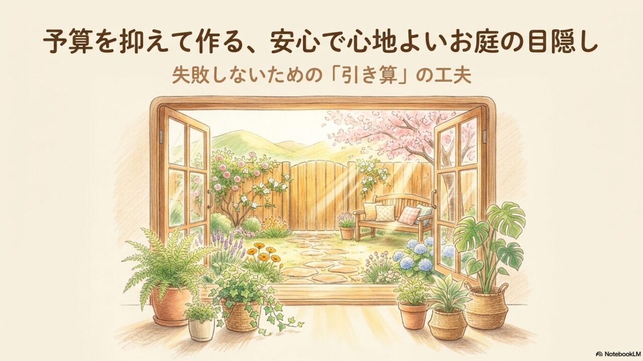 予算を抑えて作る安心で心地よいお庭の目隠しと引き算の工夫