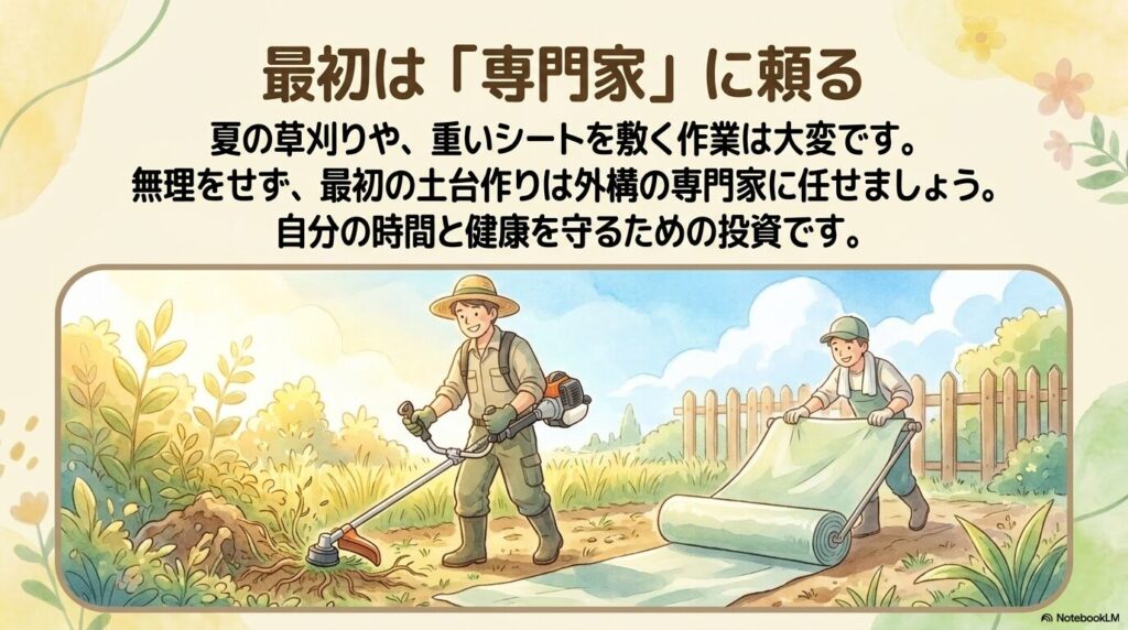 空地を暮らしを豊かにする場所へ変えるための、小さな一歩を促すイメージ