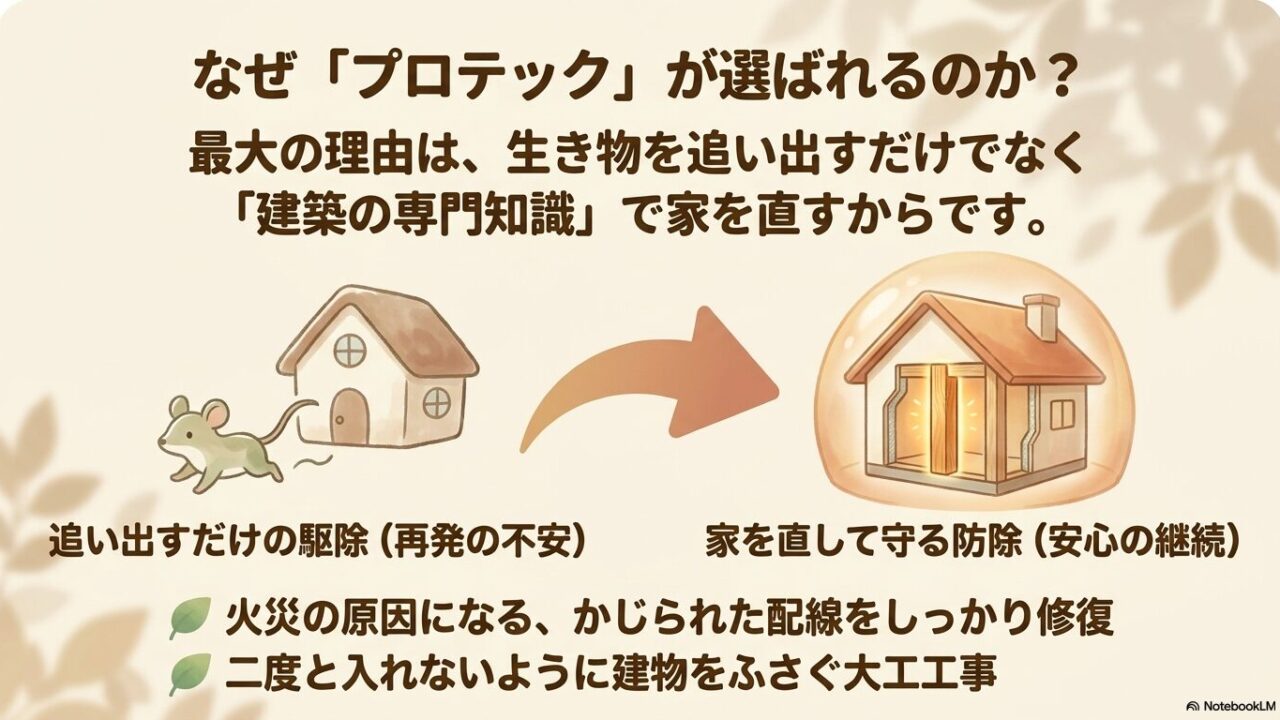 全国に基盤を持ち、作業後の保証や明朗会計を行う「株式会社花光」の信頼性を示す図解