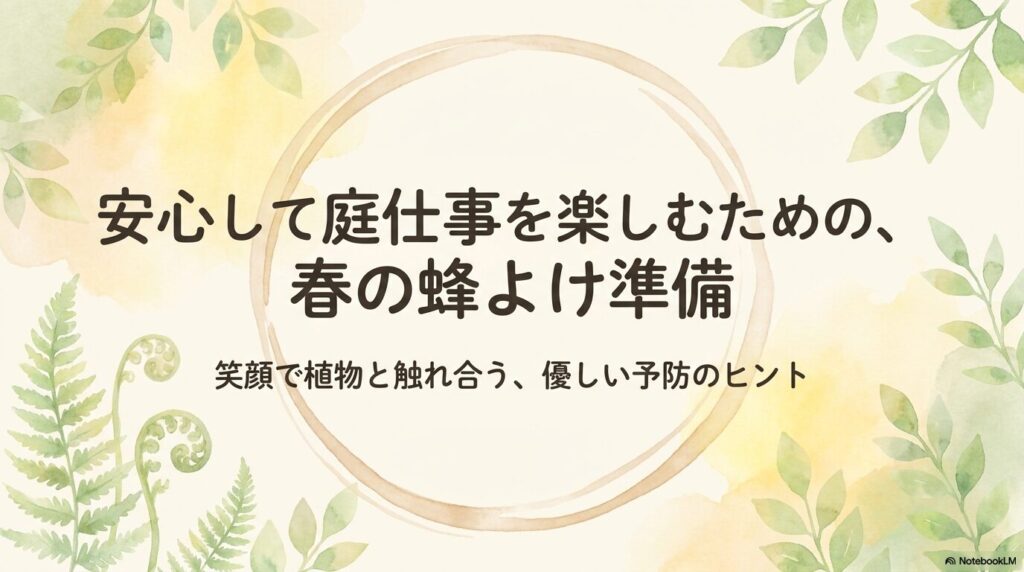 春の庭を蜂から守るための予防準備の概要図