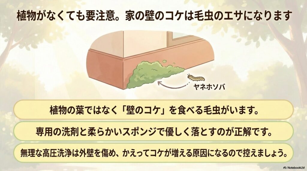 ツバキとチャドクガ、サクラとドクガなど、特に注意が必要な庭木と有毒な毛虫の組み合わせをまとめたスライド