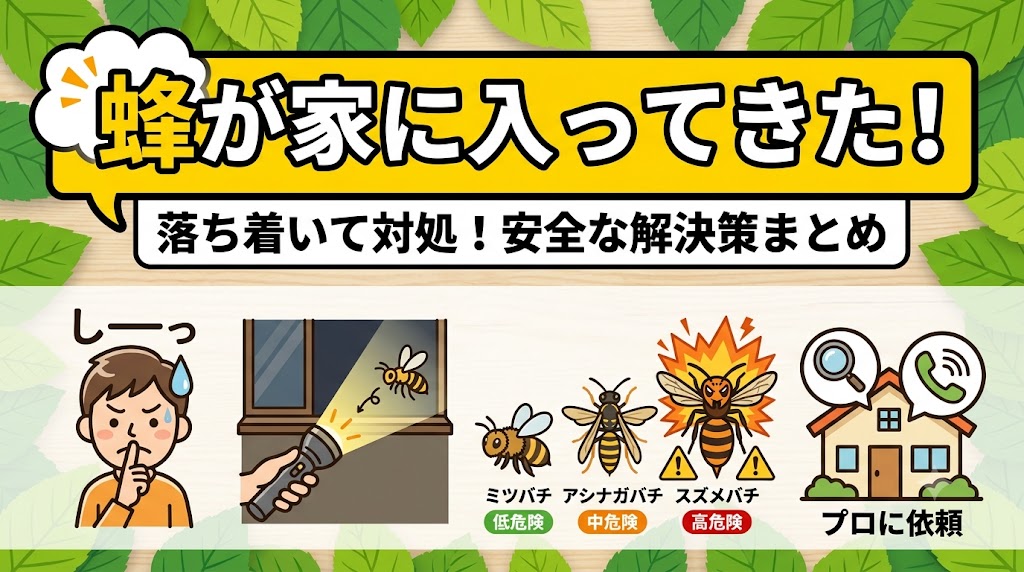 蜂が家に入ってきた時の対処法をまとめたブログ記事のサムネイル画像