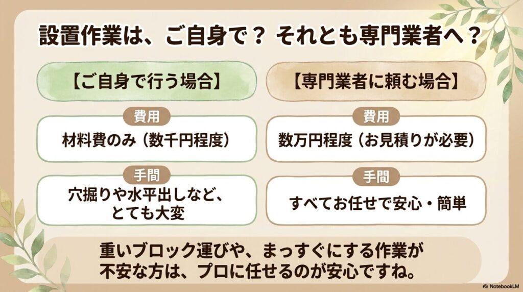 物置の設置をDIYで行う場合と専門業者に頼む場合の費用と手間比較