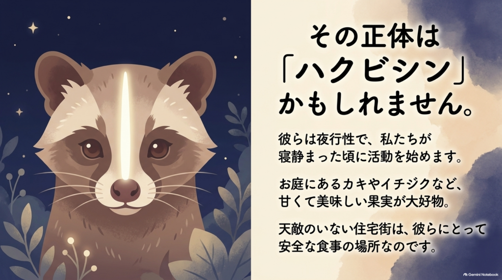 カキやイチジクなどの果実を好む夜行性のハクビシンの生態