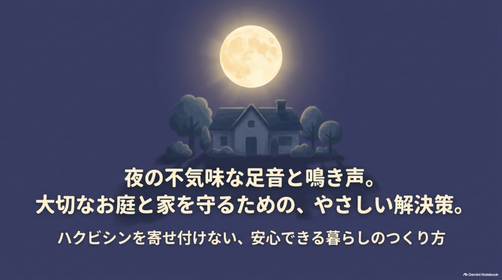ハクビシンから家とお庭を守る方法を解説するタイトルスライド