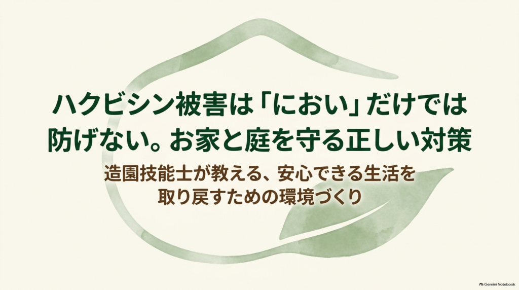 ハクビシン被害はにおいだけでは防げない、お家と庭を守る正しい対策の表紙スライド